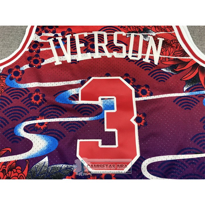 Camiseta Philadelphia 76ers Allen Iverson NO 3 Mitchell & Ness Lunar New Year Rojo